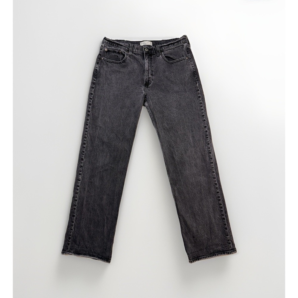 Abercrombie Vintage Straight High Rise Black Denim Jeans Size 30 Long Y2K